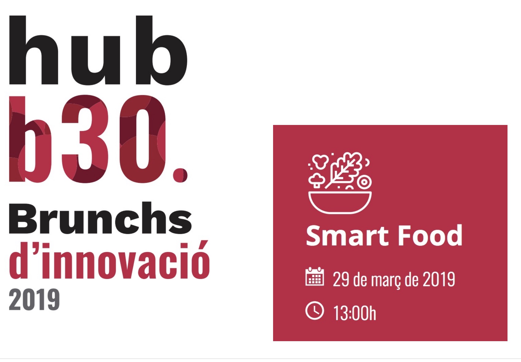 Hub B30 Brunchs d’innovació, Smart Food. 29 de març ( Parc de Recerca UAB )