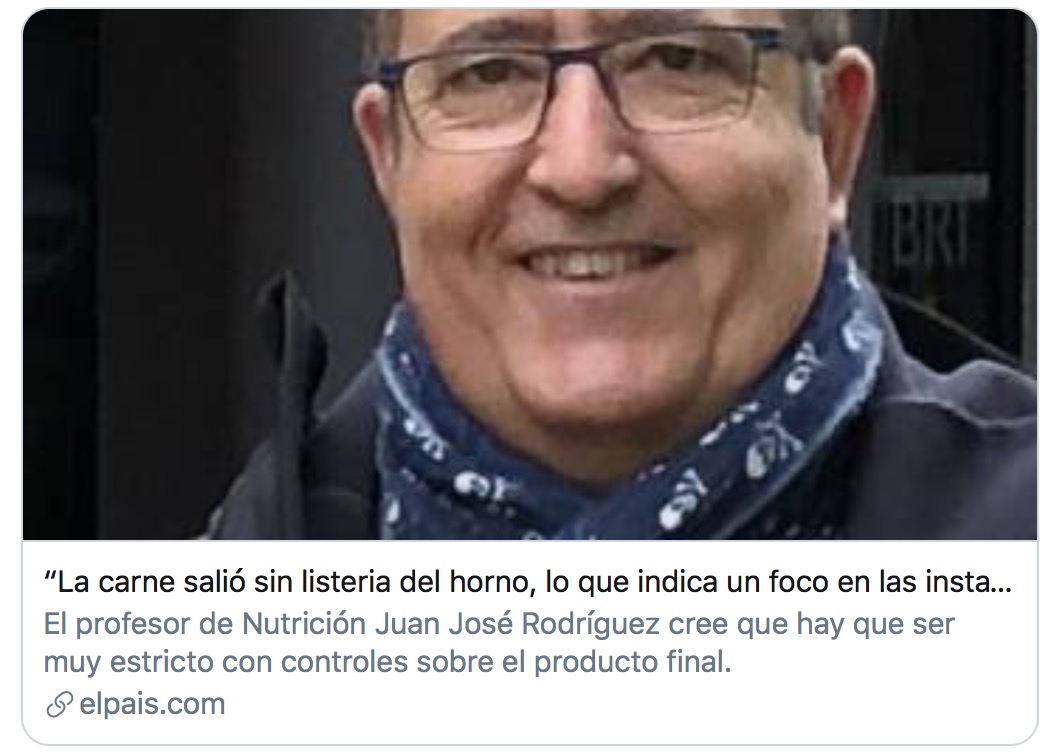 Entrevista del El País sobre els recents casos de Listeria, a José Juan Rodríguez