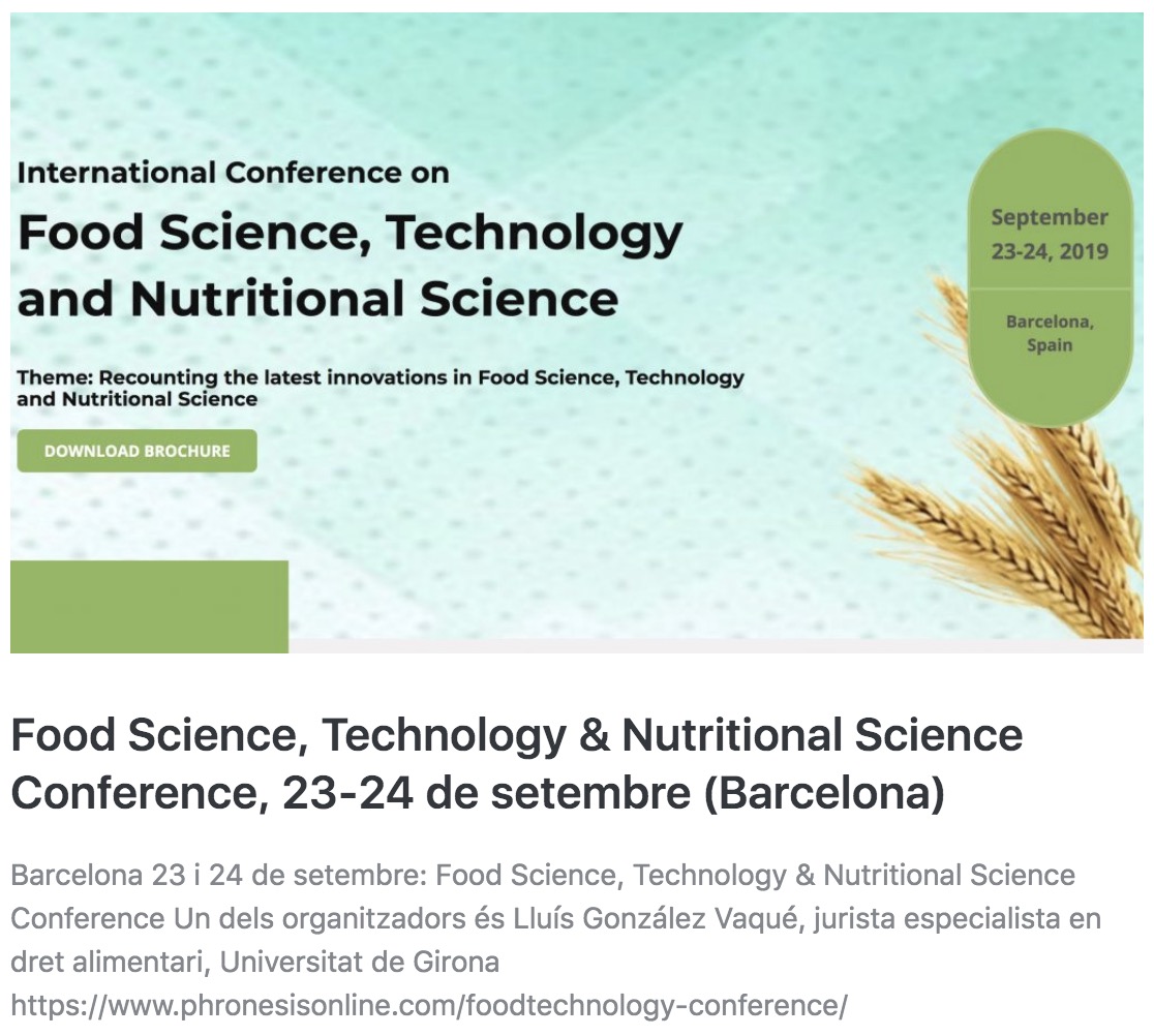 Food Science, Technology & Nutritional Science Conference, 23-24 de setembre (Barcelona)